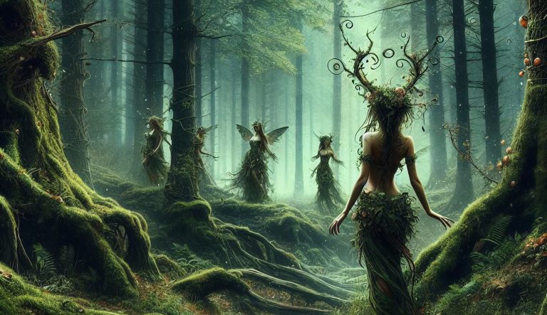 Nymphen im magischen Wald - Fantasy-Szene aus der Welt der Nymphen von Marco Dülk